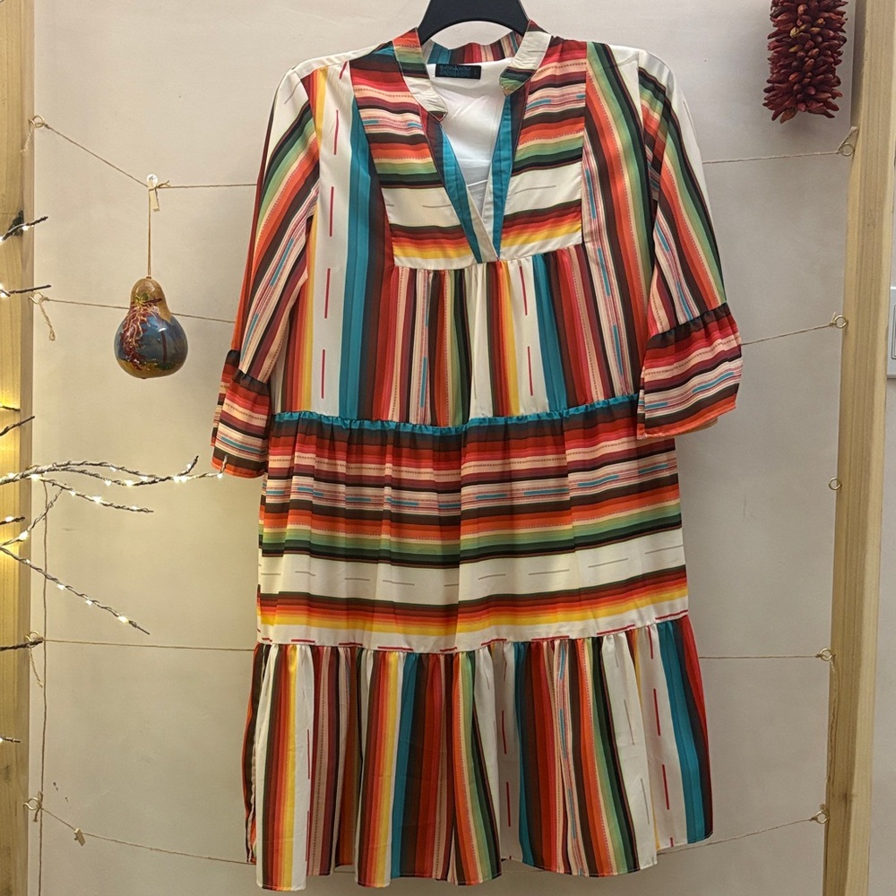 Vibrant Striped Midi Dress